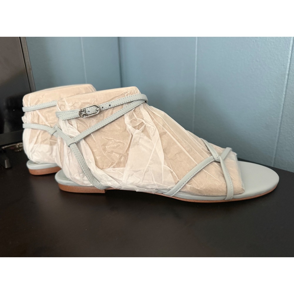 Sam Edelman Ellina Blue Leather Strappy Ankle Wrap Flat Sandals 8.5M J4345L5400